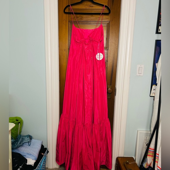 STAUD NWT $495 Florence A-Line Sleeveless Open-Back Pink Gown Size Large - Picture 6 of 12